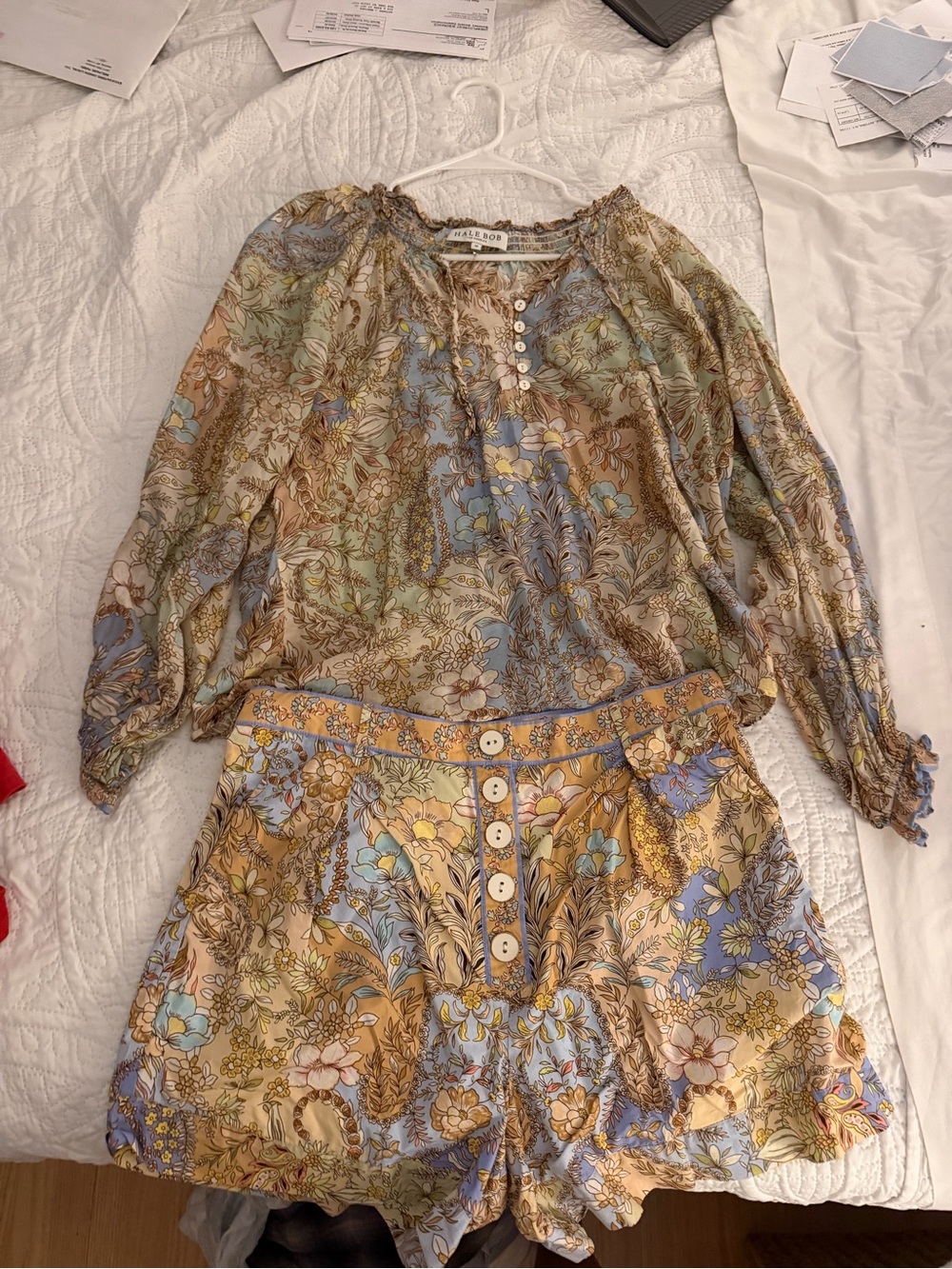 Hale Bob floral shirt and short set